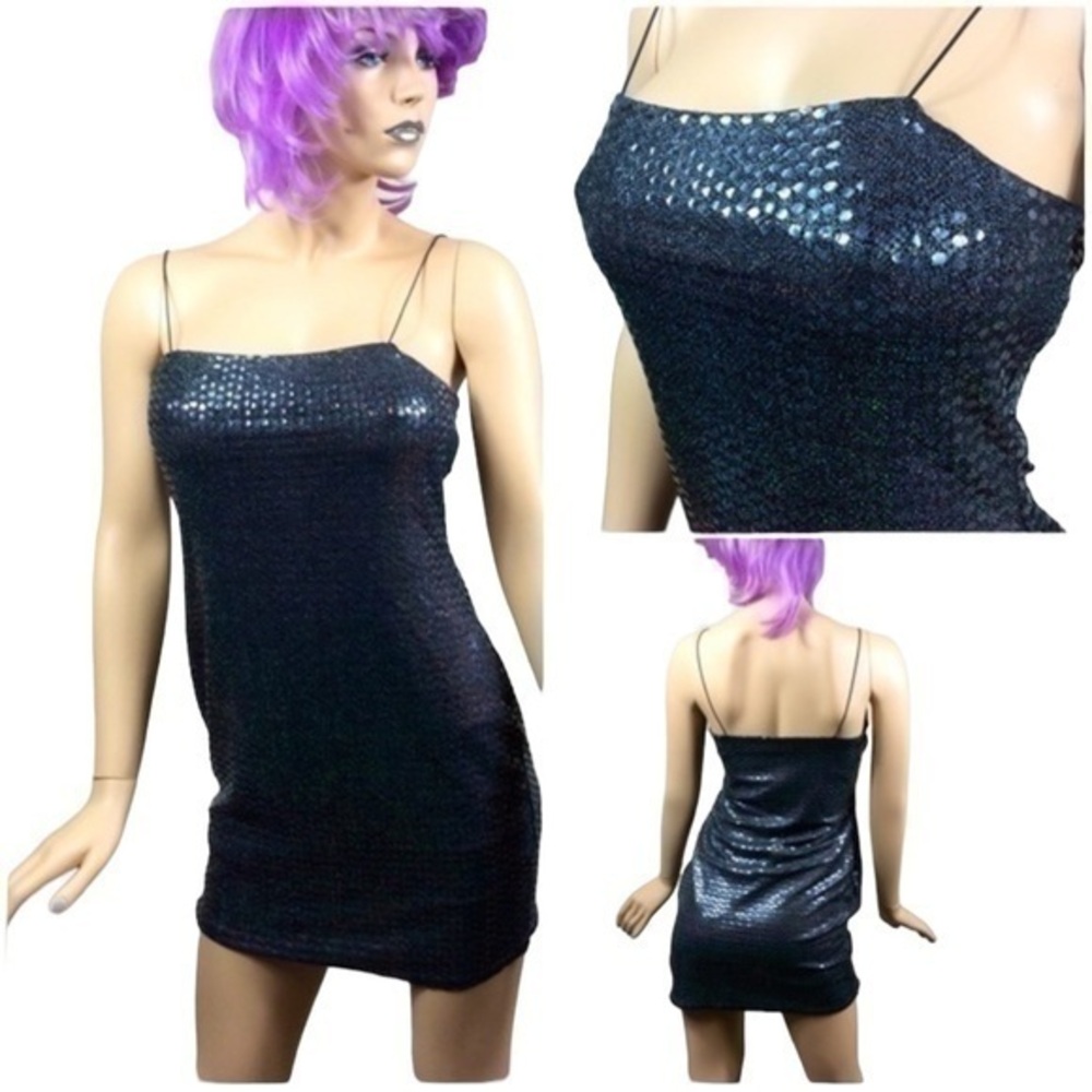 🎈3/$20! 
NWT TopShop sequin mini dress. Stretch. Spaghetti straps. Size 8